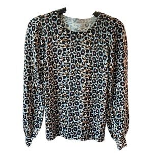 Hale Bob Black and White Puff Sleeve Blouse